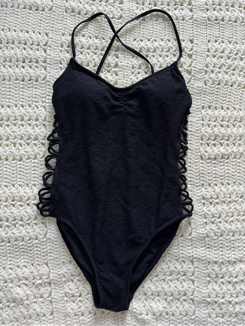 Black One-Piece Swimsuit with Side Cutouts